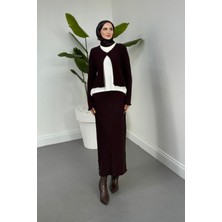 Merven Akyüz Lawanya Içlikli Triko Etek Takım Kahverengi