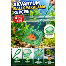 Open City Akvaryum Balık Yakalama Kepçesi 4 Inç 10 cm Fileli 33 cm Saplı Balık Kepçesi Temizlik Aksesuarı File