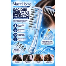 Mucit Home Serum Uygulama Tarağı Metal Uçlu Hazneli Saç Dibi Serum Tarağı Şeffaf Pembe
