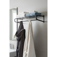 Marvielle Siyah Metal Duvar Elbise Askılığı Banyo Havluluk - Askılık