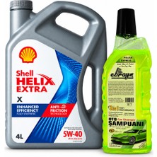 Shell Helix Extra x Motor Yağı 5W-40 4 Litre + Oto Şampuan 1000 ml