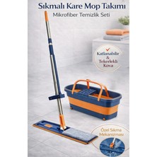 Marvielle Kendinden Sıkmalı Katlanır Kovalı Mop Paspas Seti - Askılık
