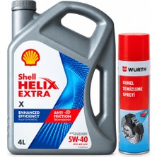 Shell Helix Extra x Motor Yağı 5W-40 4 Litre + Würth Balata Spreyi 500 ml