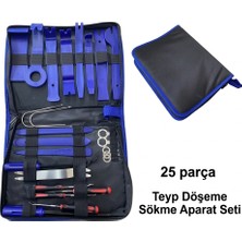Teknolojik Garaj 25 Parça Profesyonel Teyp Döşeme Sökme Aparat Seti - Çantalı Araç Içi Trim, Panel ve Klips Çıkarma T