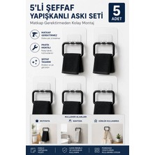 Marvielle Süper Güçlü Şefaf Yapışkanlı Duvar Askısı 5 Adet – Matkap Gerektirmeden Kol - Askılık