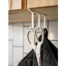 Marvielle 3 Kancalı Raf Askısı 12 cm Metal Mutfak Rafı Askısı Beyaz - Askılık
