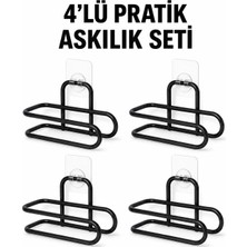 Marvielle Siyah Metal Wc Kağıtlık Yapışkanlı Duvar Tipi 4 Adet - Askılık