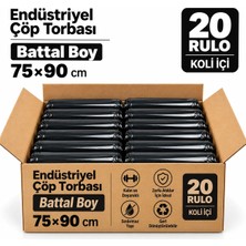 Liva Ambalaj Endüstriyel Battal Boy Çöp Torbası 75X90 cm 300 gr Siyah Çöp Poşeti 20 Rulo 200 Adet