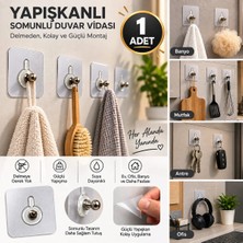 Marvielle Pratik 1 Adet Güçlü Yapışkanlı Duvar Vidası Matkap Delme Yok - Askılık