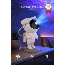 Torima Astronot Projektör Led Galaksi Uzaktan Zamanlayıcı Kumandalı Gece Lambası LW6 Beyaz