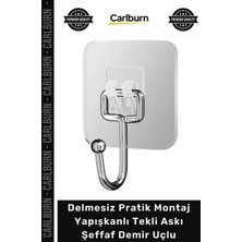 Marvielle Mutfak Banyo Duvar Kancası Delmesiz Yapışkanlı Tekli Askı Şeffaf - Askılık