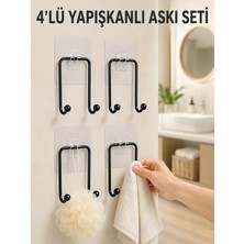 Marvielle 4'lü Yapışkanlı Askı Seti Mutfak Banyo Ev Için Duvar Askısı - Askılık
