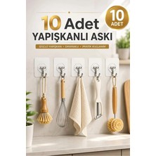 Marvielle 10 Adet Kapı Duvar Askısı Kendinden Yapışkanlı Şeffaf 6X6CM - Askılık