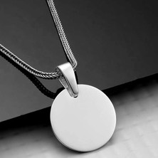 Moncuk Design Gümüş Yuvarlak Plaka Kolye