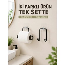 Marvielle Pratik Yapışkanlı Rulo Kağıtlık ve Havlu Bez Askılığı 2 Parça - Askılık