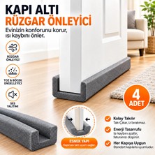 Baffhome 4 Adet Kapı Altı Rüzgar Önleyici Isı Yalıtım Süngeri Soguk Rüzgar Önleyici