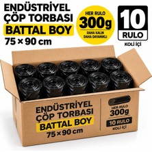 Floppy Battal Boy Çöp Torbası 75X90 cm 300 gr | 10 Rulo 100 Adet | Endüstriyel Kalın Çöp Poşeti