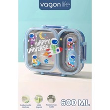 Marvielle 600 ml Sızdırmaz Iki Bölme Paslanmaz Çelik Lunch Box Sefer Tası - Kamp Yemek Seti
