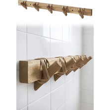 Marvielle Doğal Ahşap Rattan Duvar 5 Kancalı 60CM - Askılık