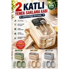 Marvielle 2 Katlı Bölmeli Taşınabilir Beslenme Kutusu - Yemek Kabı