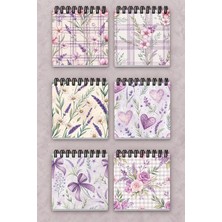 giftkonsept Estetik Lavanta Çiçekli Mini Cep Not Defteri Seti