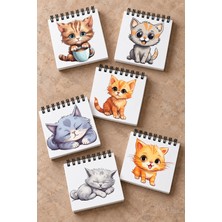 giftkonsept Sevimli Yavru Kedi Illüstrasyonlu Mini Not Defteri Seti