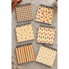 giftkonsept Retro Sonbahar Desenli Mini Not Defteri Seti