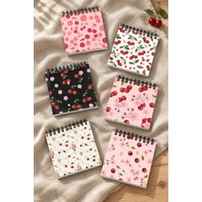 giftkonsept Sevimli Kiraz ve Çiçek Desenli Mini Not Defteri Seti