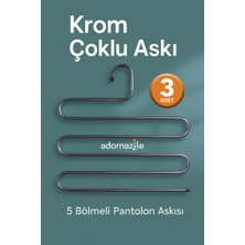 Marvielle 3 Adet Krom Çoklu Askı, 5 Bölmeli Pantolon Askısı - Askılık