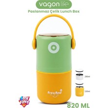 Marvielle 820 ml Sızdırmaz 2 Kaseli 304 Paslanmaz Çelik Lunch Box - Kamp Yemek Seti