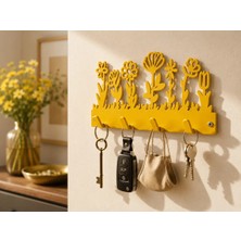 Marvielle Çiçek Desenli Duvar Anahtarlığı – Dekoratif Anahtar Askılığı 23X10X3 cm - Askılık