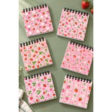 giftkonsept Pembe Çilek ve Çiçek Desenli Mini Not Defteri Seti