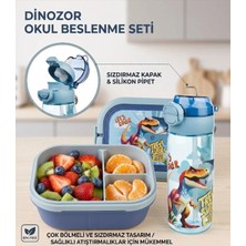 Marvielle Dinazor Temalı 2 Katlı Beslenme Kutusu ve Su Matarası Seti - Beslenme Çantası