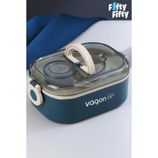 Marvielle 550 ml Tek Kat Paslanmaz Çelik Bento Lunch Box Sefer Tası-Sos Kaseli - Kamp Yemek Seti
