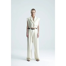 Gaca Collection Aloha Ekru Cepli Yelek