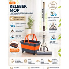 Dofix Kelebek Sıkmalı Mop ve Tekerlekli Katlanır Kova Seti