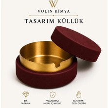 Maison Luré Pipo Küllüğü Bordo Renk Paslanmaz Çelik Kül Tablası, Beton Kapaklı, Dayanıklı ve Şık