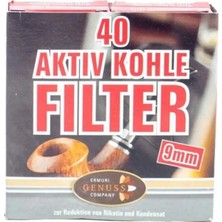 Maison Luré Pipo Aksesuarı Aktiv Kömür Pipo Filtresi 40 Adet 9mm, Orijinal Alman Kalitesi