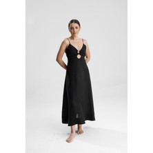 Gaca Collection Alvina Askılı Elbise Siyah Gece/gündüz Elbise