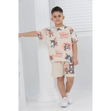 Veramoni Unisex Tom&jery Baskılı Kısa Kollu Şortlu Ikili Takım