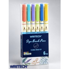 Writech Sign Brush Pens 6'lı Fırça Uçlu Kalem Seti Kaligrafi Lettering Su Bazlı Mürekkep