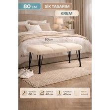 Maison Luré Puf & Bench Krem Bench Puf Oturma Bankı Metal Ayaklı Giriş Holü Yatak Ucu