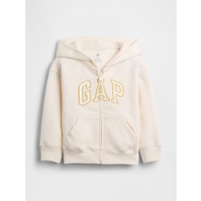 Gap Kız Bebek Krem Vintagesoft Logo Fermuarlı Sweatshirt