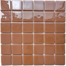 MozaiKristaL Tüm Yüzeyler Için 5X5CM. Sütlü Kahve 31,5X31,5CM. Fileli Cam Mozaik ( 10 File Karo = 1 M2 Fiyatıdır )