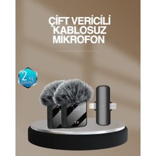 2’li Kablosuz Yaka Mikrofonu Type-C ve Lightning Uyumlu Profesyonel Set