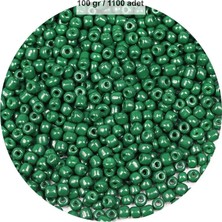 Koyu Yeşil Renk 4 mm Yaklaşık 1100 Adet / 100 Gram Cam Boncuk Oya Yazma Bileklik ve Kolye