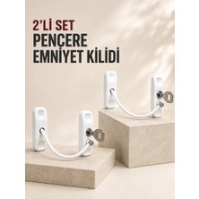 2’li Set Pencere Güvenlik Kilidi Anahtarlı Kablolu Çocuk Emniyet Kilidi Beyaz