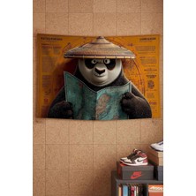 Kung Fu Panda Po Harita ve Gezgin Temalı Dekoratif Duvar Örtüsü Duvar Halısı