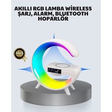 Başucu Için Tasarlanmış Kablosuz Şarjlı Gece Lambası ve Bluetooth Ses Sistemi