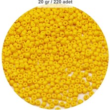 Sarı Renk 4 mm Yaklaşık 220 Adet/20 Gram Cam Boncuk Oya Yazma Bileklik ve Kolye